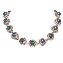 20 ctw Diamond and Pearl Necklace 18K Rose Gold
