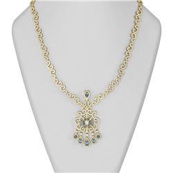 21.66 ctw Aquamarine & Diamond Necklace 18K Yellow Gold
