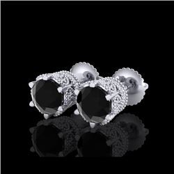 2.04 ctw Fancy Black Diamond Art Deco Stud Earrings 18K White Gold