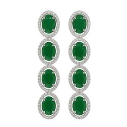 15.68 ctw Emerald & Diamond Micro Pave Halo Earrings 10K White Gold