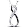 Image 1 : 10kt White Gold Round Black Color Enhanced Diamond Vertical Infinity Pendant .03 Cttw