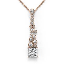 1.2 ctw Princess Cut Diamond Designer Necklace 18K Rose Gold
