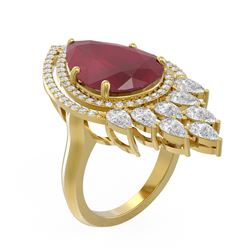 13.76 ctw Ruby & Diamond Ring 18K Yellow Gold
