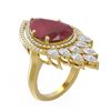Image 1 : 13.76 ctw Ruby & Diamond Ring 18K Yellow Gold