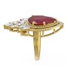 Image 2 : 13.76 ctw Ruby & Diamond Ring 18K Yellow Gold