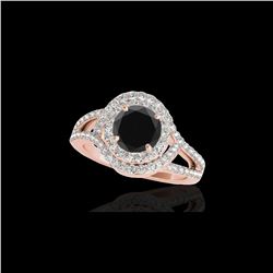 2.15 ctw Certified VS Black Diamond Solitaire Halo Ring 10K Rose Gold