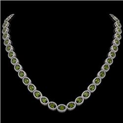 31.1 ctw Tourmaline & Diamond Micro Pave Halo Necklace 10K White Gold