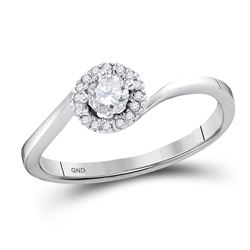 10kt White Gold Round Diamond Solitaire Halo Bridal Wedding Engagement Ring 1/4 Cttw