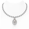 Image 1 : 9 ctw Mixed Cut Diamond with Pearl Necklace 18K White Gold