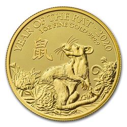2020 Great Britain 1 oz Gold Year of the Rat BU