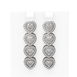 6.55 ctw Heart Diamond Earrings 18K White Gold