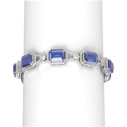 46.05 ctw Tanzanite & Diamond Bracelet 18K White Gold