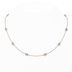 7.5 ctw Pear Cut Diamond Station Necklace 18K Rose Gold