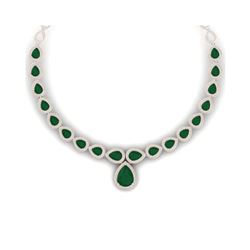 51.41 ctw Emerald & VS Diamond Necklace 18K Rose Gold