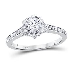 14kt White Gold Round Diamond Solitaire Bridal Wedding Engagement Ring 1/2 Cttw
