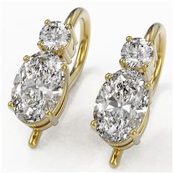1.25 ctw Oval Cut Diamond Designer Earrings 18K Yellow Gold