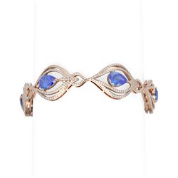16.09 ctw Tanzanite & Diamond Bracelet 18K Rose Gold