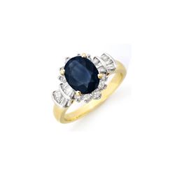 2.13 ctw Blue Sapphire & Diamond Ring 14K Yellow Gold