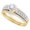 Image 1 : 14kt Yellow Gold Round Diamond Bridal Wedding Engagement Ring Band Set 3/4 Cttw