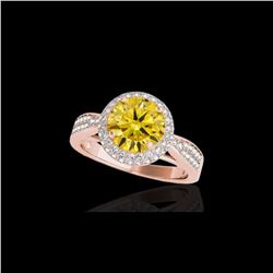 1.65 ctw Certified SI/I Fancy Intense Yellow Diamond Ring 10K Rose Gold
