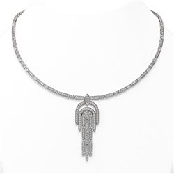 19 ctw Oval Cut Diamonds Designer Necklace 18K White Gold