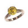 Image 2 : 2.50 ctw Certified Intense Yellow Diamond Solitaire Ring 10K Rose Gold