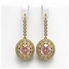 Image 1 : 13.82 ctw Morganite & Diamond Victorian Earrings 14K Yellow Gold