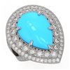 Image 1 : 10.53 ctw Turquoise & Diamond Victorian Ring 14K White Gold