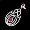 Image 1 : 6.40 ctw Ruby & Micro Pave VS/SI Diamond Earrings 14K White Gold