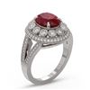Image 2 : 4.55 ctw Certified Ruby & Diamond Victorian Ring 14K White Gold