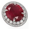Image 1 : 29.04 ctw Certified Ruby & Diamond Victorian Ring 14K White Gold