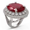 Image 2 : 29.04 ctw Certified Ruby & Diamond Victorian Ring 14K White Gold