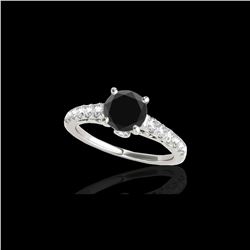 1.5 ctw Certified VS Black Diamond Solitaire Ring 10K White Gold