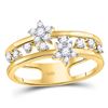 Image 1 : 14kt Yellow Gold Round Diamond Open Double Star Band Ring 1/3 Cttw