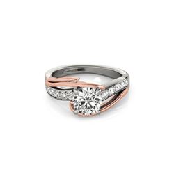 1.5 ctw Certified VS/SI Diamond Bypass Solitaire Ring 18K White & Rose Gold