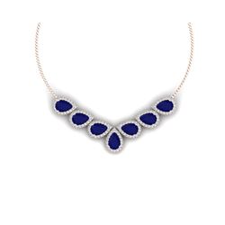 34.72 ctw Sapphire & VS Diamond Necklace 18K Rose Gold