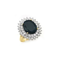 15.55 ctw Blue Sapphire & Diamond Ring 14K Yellow Gold