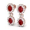 Image 2 : 8.98 ctw Designer Ruby & VS Diamond Earrings 18K Rose Gold
