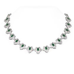 26.3 ctw Emerald & Diamond Necklace 18K White Gold