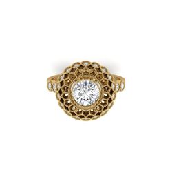 1.5 ctw Certified VS/SI Diamond Art Deco Ring 14K Yellow Gold