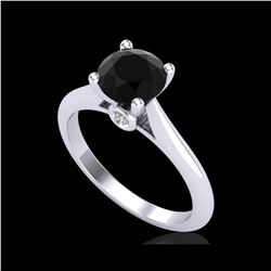 1.36 ctw Fancy Black Diamond Engagement Art Deco Ring 18K White Gold