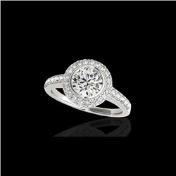 1.5 ctw Certified Diamond Solitaire Halo Ring 10K White Gold