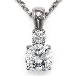 0.6 ctw Cushion Cut Diamond Designer Necklace 18K White Gold