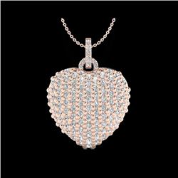 3 ctw Micro Pave VS/SI Diamond Designer Heart Necklace 14K Rose Gold