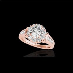 1.9 ctw Certified Diamond Solitaire Halo Ring 10K Rose Gold