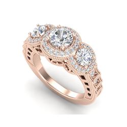 2.16 ctw VS/SI Diamond Solitaire Art Deco 3 Stone Ring 18K Rose Gold
