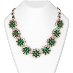 81.71 ctw Emerald & Diamond Necklace 18K Rose Gold