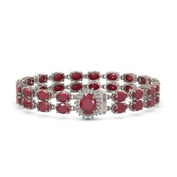 30.12 ctw Ruby & Diamond Bracelet 14K White Gold