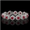 Image 1 : 37.35 ctw Certified Ruby & Diamond Victorian Bracelet 14K White Gold