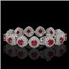 Image 2 : 37.35 ctw Certified Ruby & Diamond Victorian Bracelet 14K White Gold